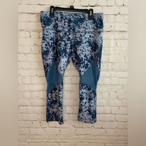 Under Armour Womens Blue/Gray Floral Pull-On Comfort Skinny Capri Pants Size L